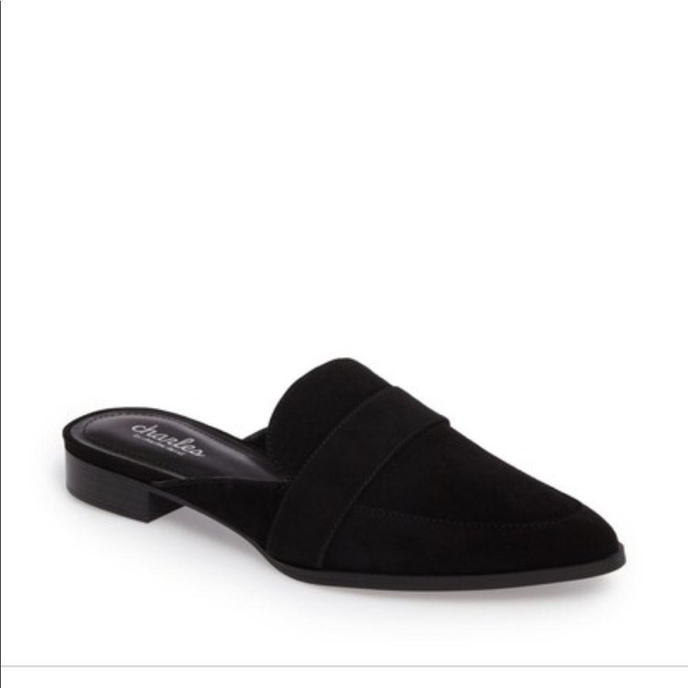 Charles David Black Suede Pointed Toe Mule